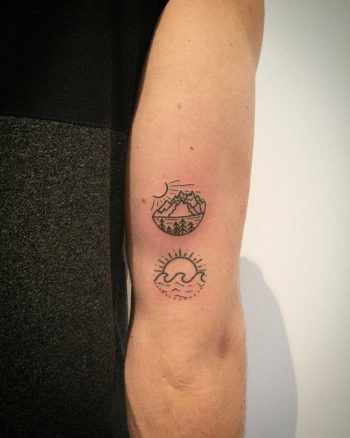 Two little scene tattoos by Kirk Budden