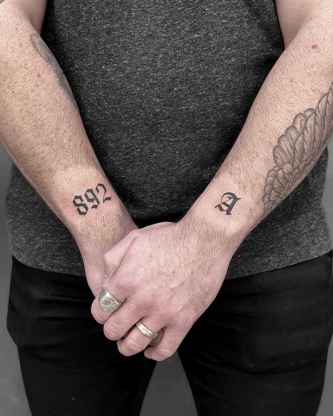 892 and A tattoos by Loz McLean