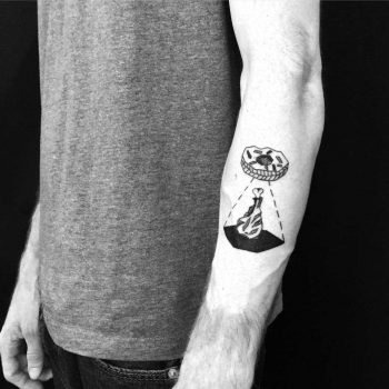 A donut and a piece of fried chicken tattoo by Chinatown Stropky