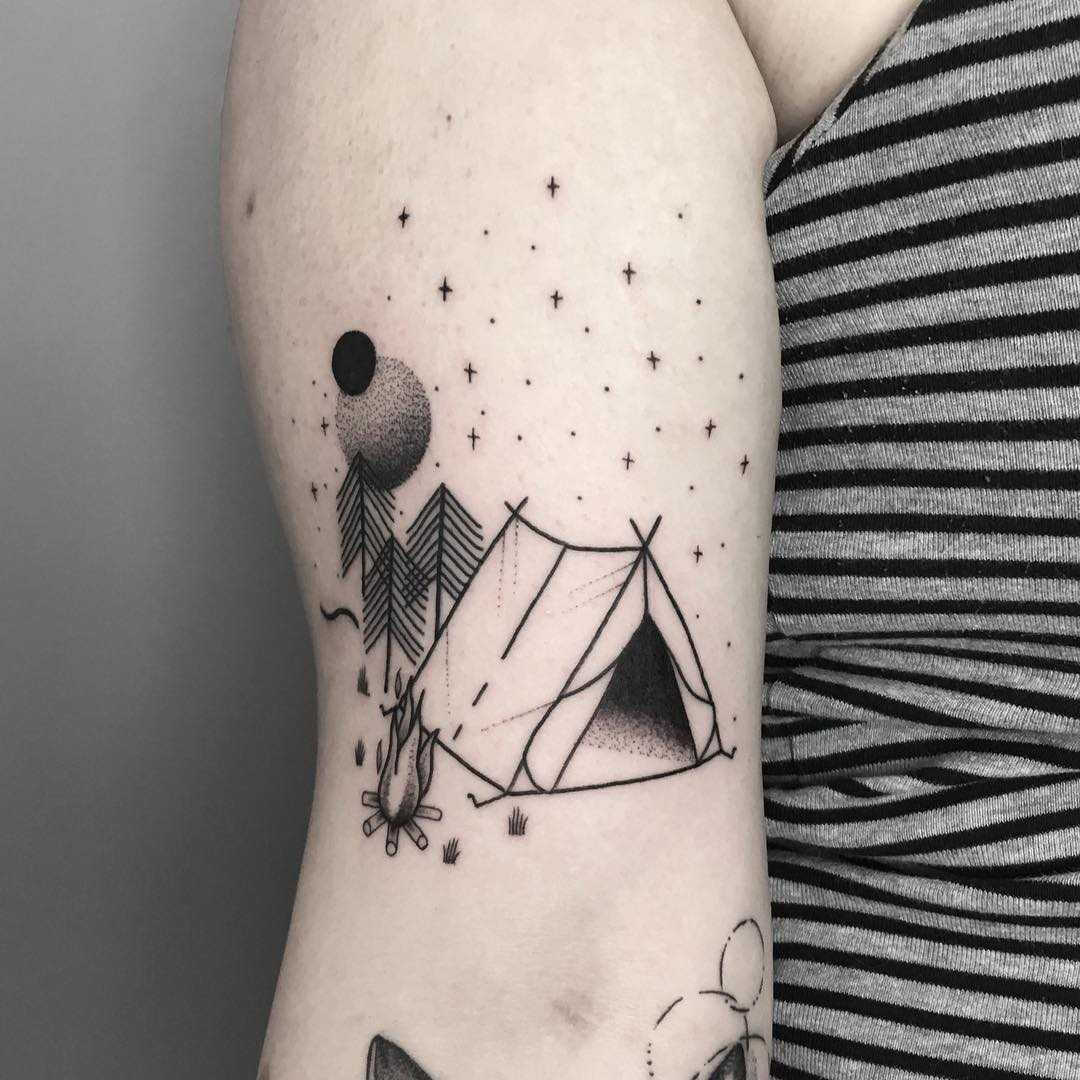 Abstract camping tattoo by Julim Rosa
