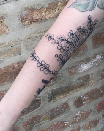 Acacia tattoo by Tine DeFiore