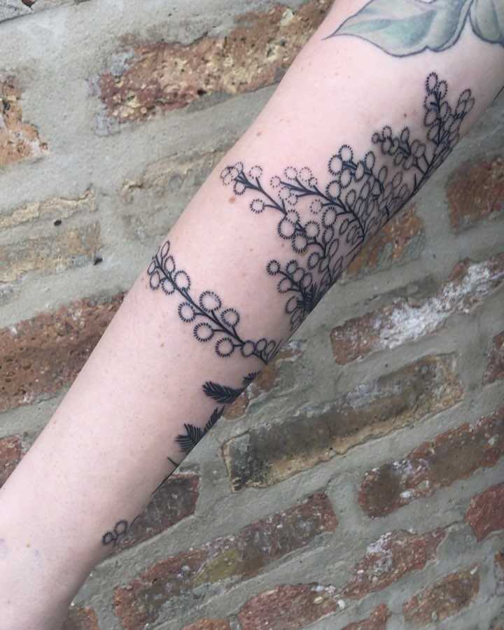 Acacia tattoo by Tine DeFiore