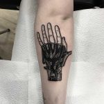 Anatomical hand tattoo by Deborah Pow