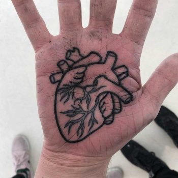 Anatomical heart tattoo on a palm by Luke.A.Ashley