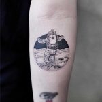 Astronaut on the moon tattoo by Aki Wong