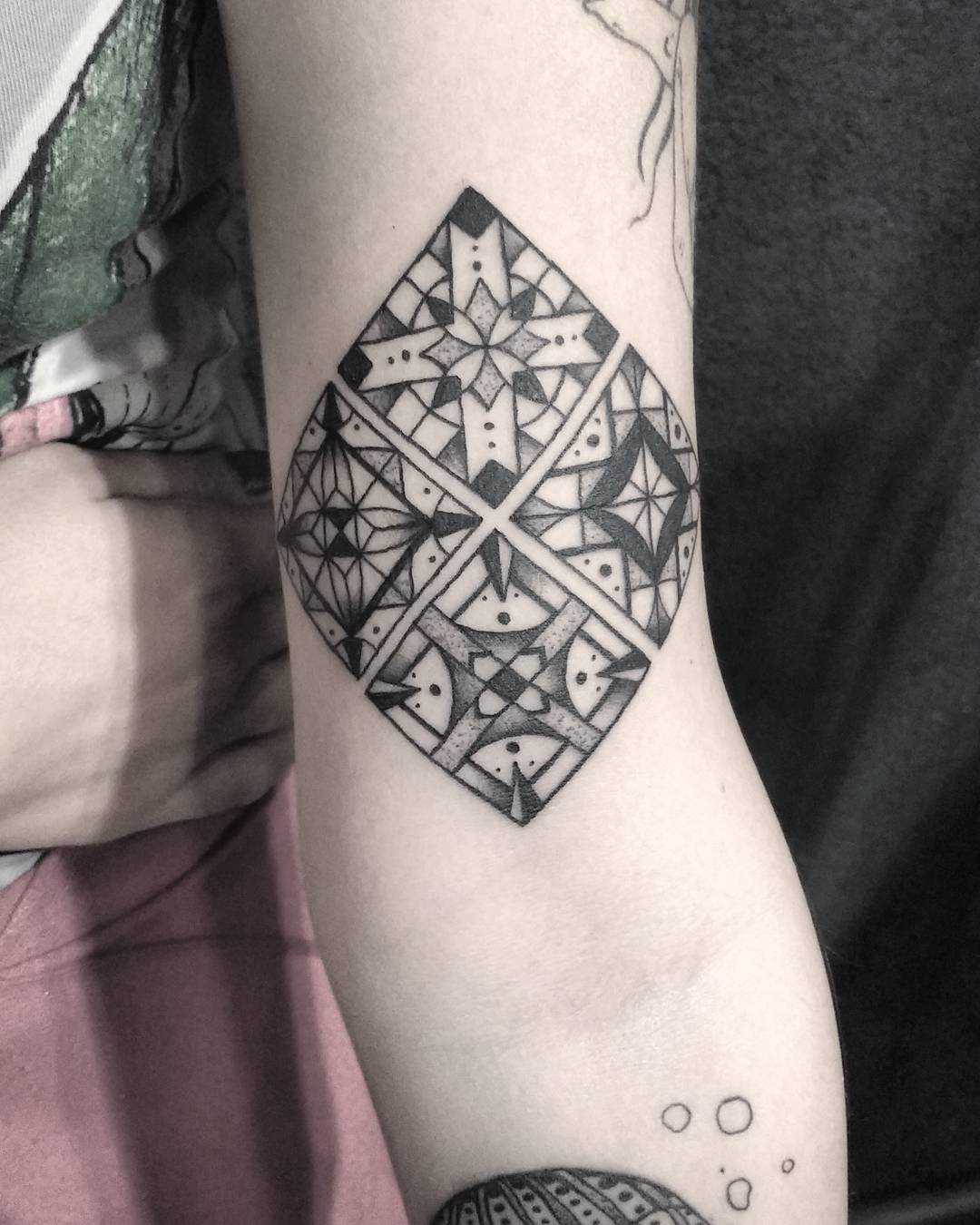 Azulejo tilework pattern tattoo by Meritattoon