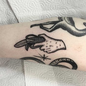 Banana gun tattoo by Deborah Pow