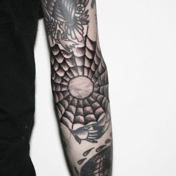 Black spider web by tattooist Spence @zz tattoo