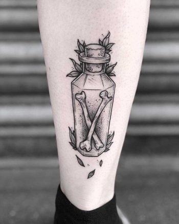 Bottled bones tattoo by Lozzy Bones