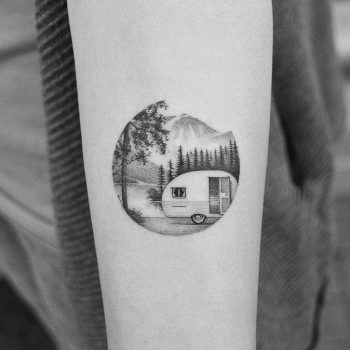 Camping tattoo by Amanda Piejak