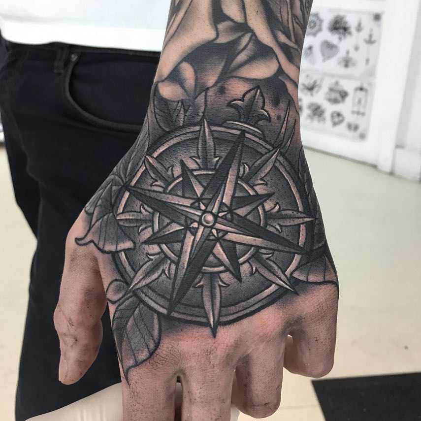 Compass tattoo on the hand by Luke.A.Ashley