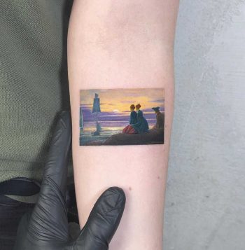 David Friedrich's Moonrise Over The Sea tattoo by Eden Kozo