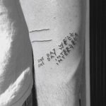 Double vision text tattoo by Robbie Ra Moore
