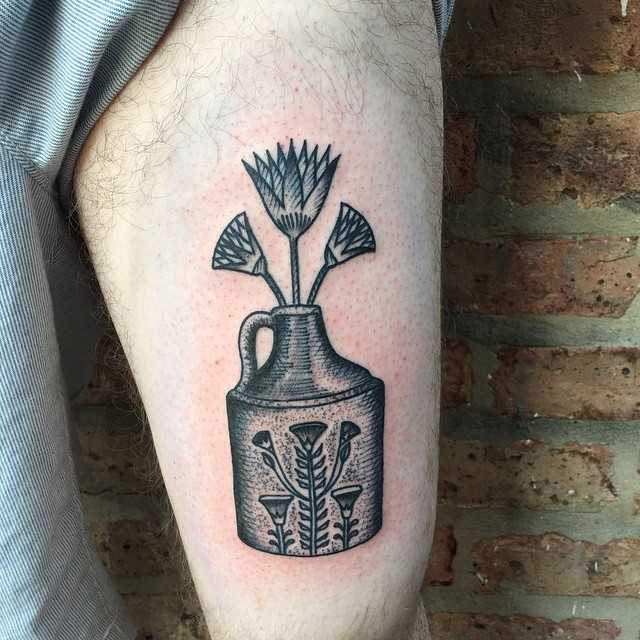 Egyptian Lotus in a moonshine jug by Tine DeFiore