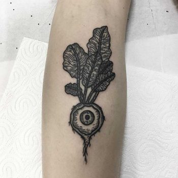 Eyeball beetroot tattoo by Deborah Pow