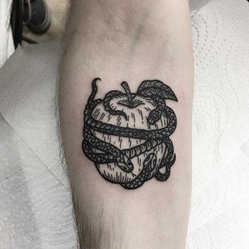 Forbidden fruit tattoo by Deborah Pow