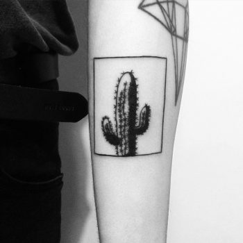 Framed cactus tattoo by Chinatown Stropky