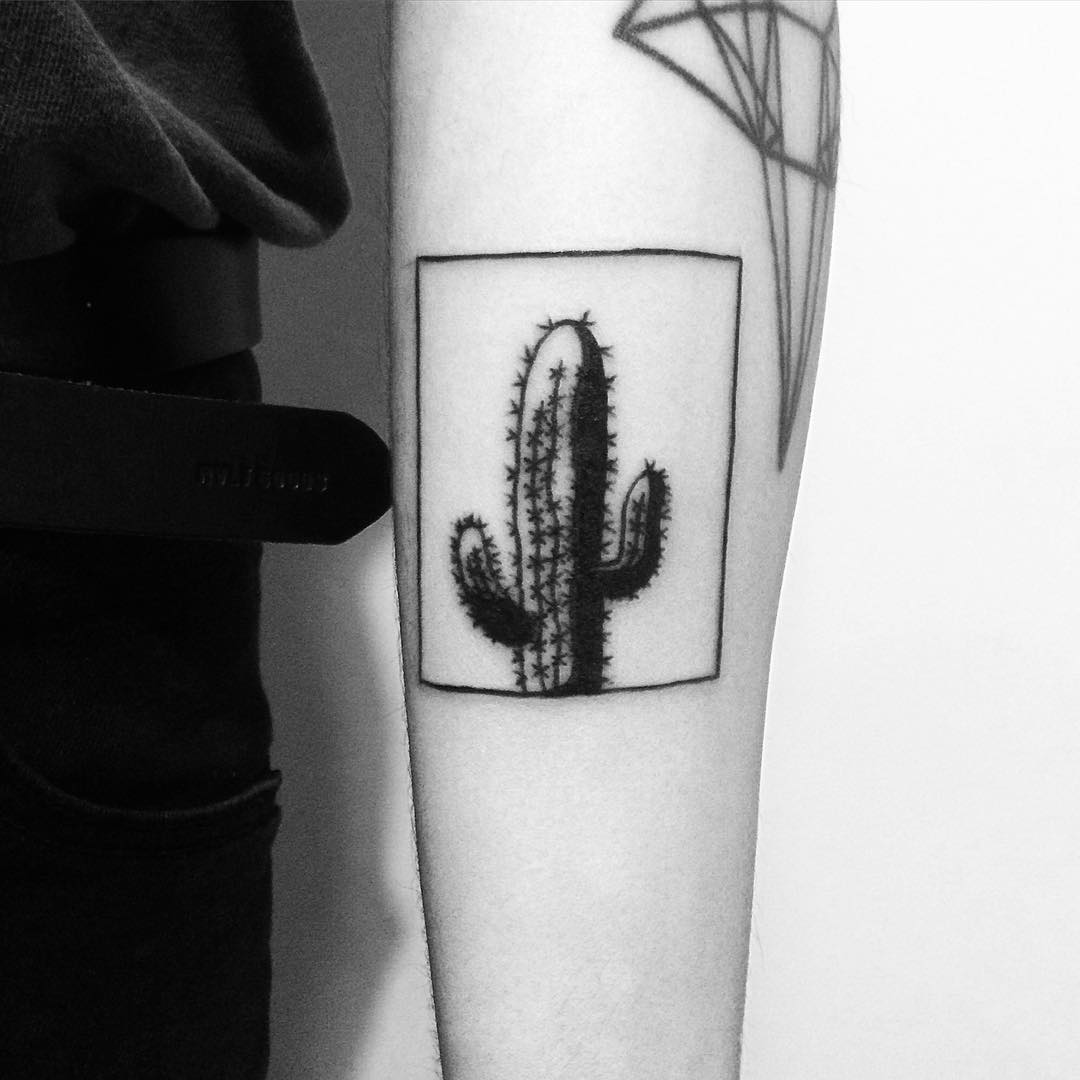 Framed cactus tattoo by Chinatown Stropky
