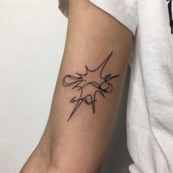 Galaxy explosion tattoo by Jessica Rubbish