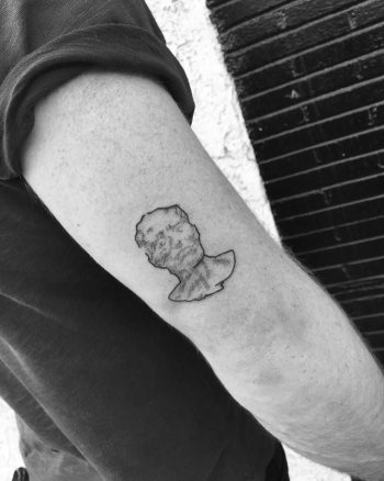Gustav Mahler's Death Mask tattoo by Robbie Ra Moore