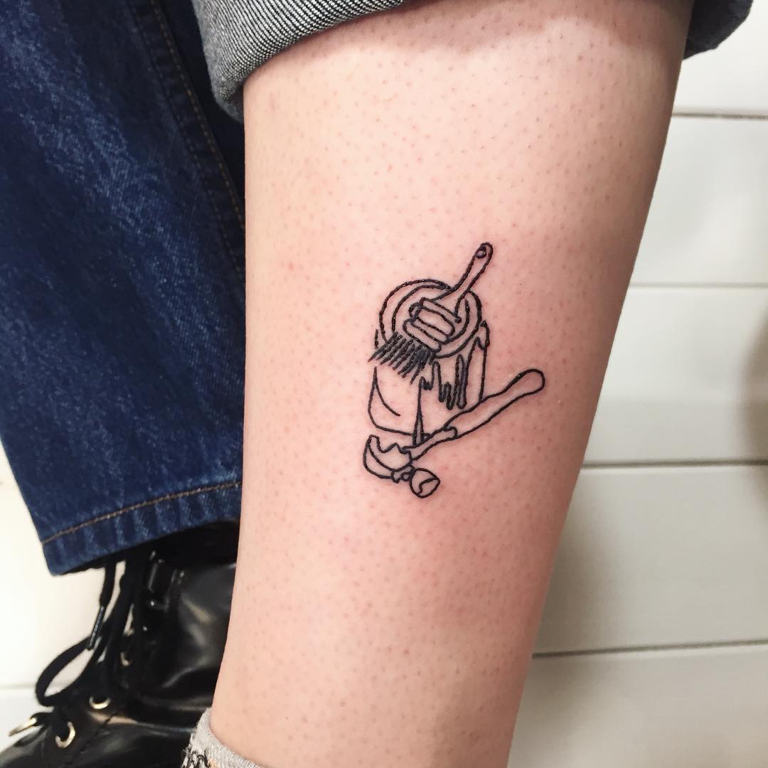 Hammer and paint tin tattoo by Suki Lune