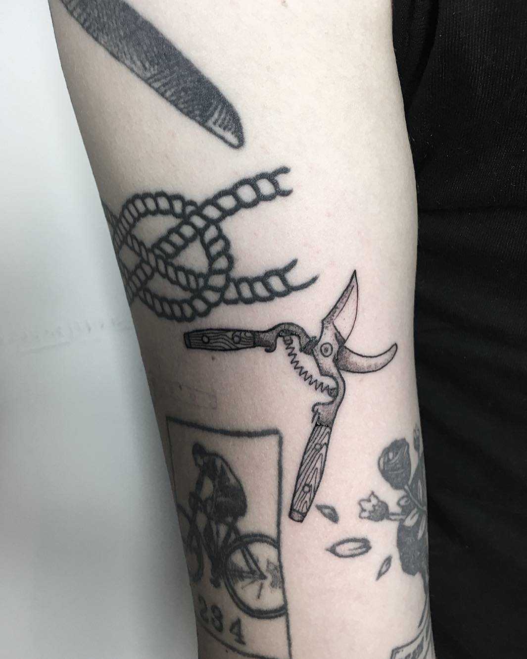 Hand pruners tattoo by tattooist Spence @zz tattoo