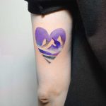 Heart-shaped mountain tattoo by Mavka Leesova