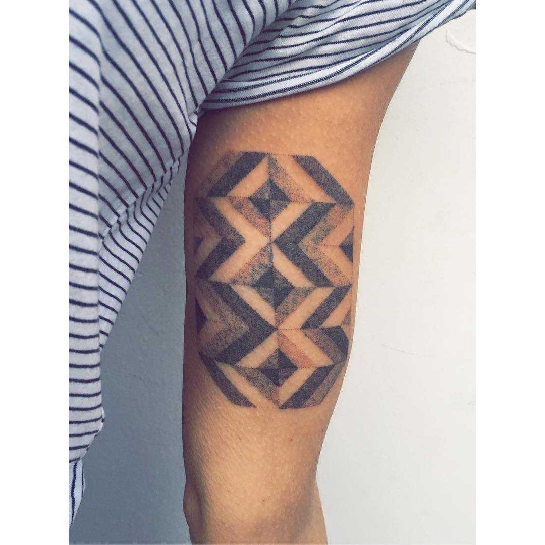 Herringbone floor tattoo by tattooist Zaya Hastra