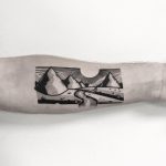 Horizontal landscape tattoo by Pulled Poltergeist