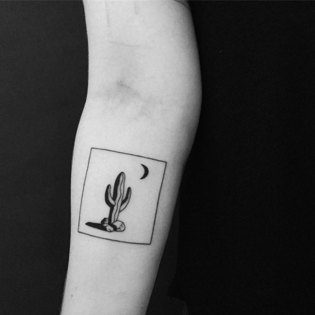Lonely cactus tattoo by Chinatown Stropky
