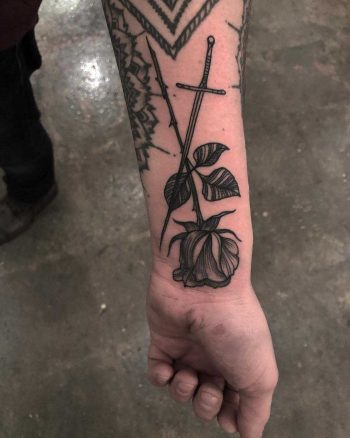 Longsword and rose by Tine DeFiore