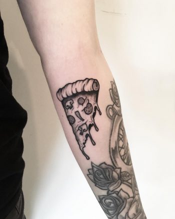 Melting pizza by tattooist Spence @zz tattoo 4