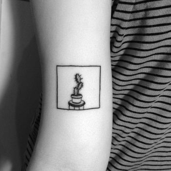 Minimalist cactus tattoo by Chinatown Stropky