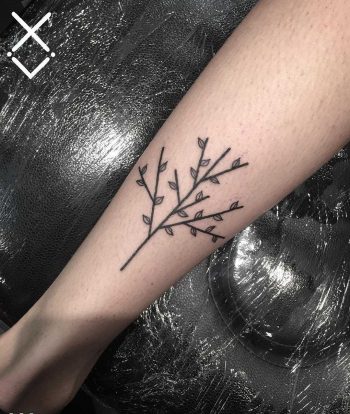 Minimalist tree tattoo by Loz Thomas