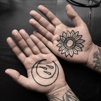 Moon and flower tattoos by Luke.A.Ashley