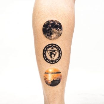 Moon, chakra, and home tattoos by anton1otattoo