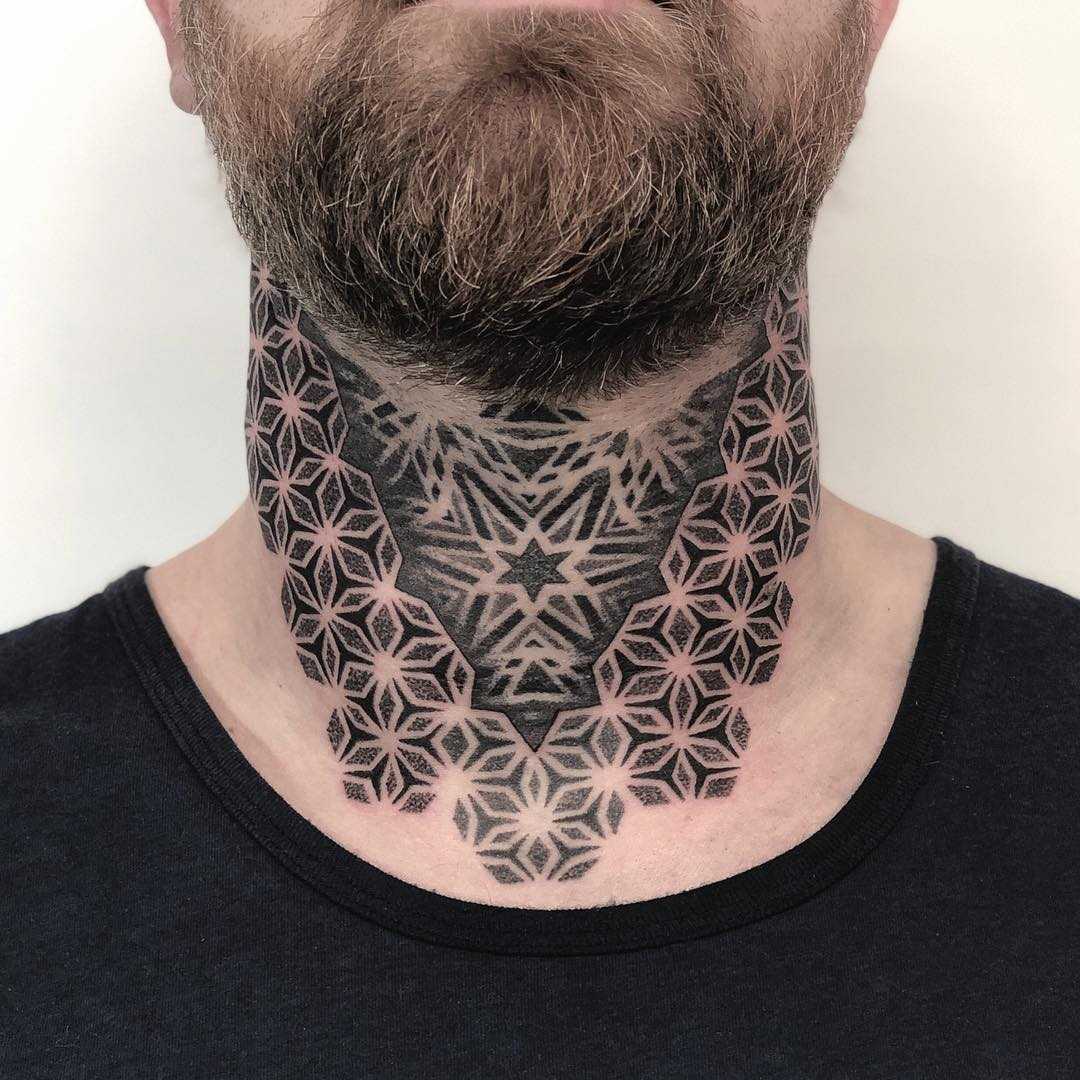 Neck mandala tattoo by Tamara Lee