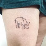 Outline piggy tattoo by Suki Lune