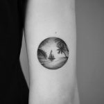Palms and beach tattoo by Amanda Piejak