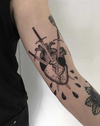 Pierced heart by tattooist Spence @zz tattoo