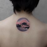 Pink clouds tattoo by Aki Wong