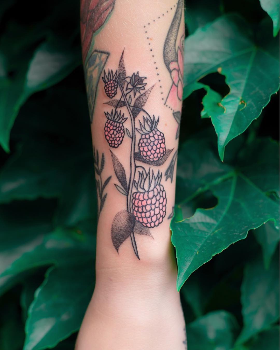 Raspberry branch tattoo by Dżudi Bazgrole