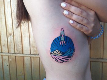 Rocket tattoo on the rib by Eugene Dusty Past