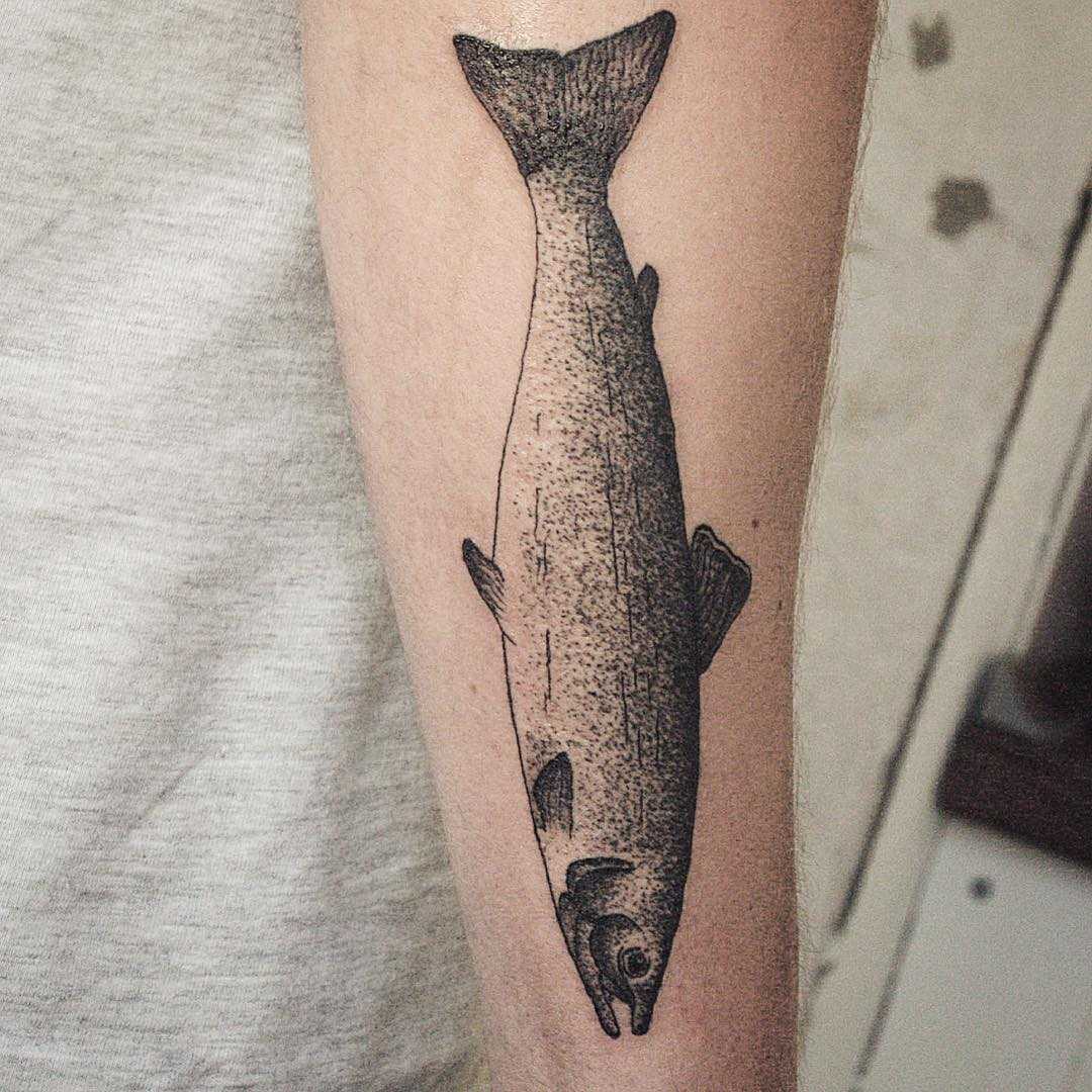 Salmon tattoo by tattooist Spence @zz tattoo