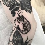 Shrimp tattoo by Deborah Pow