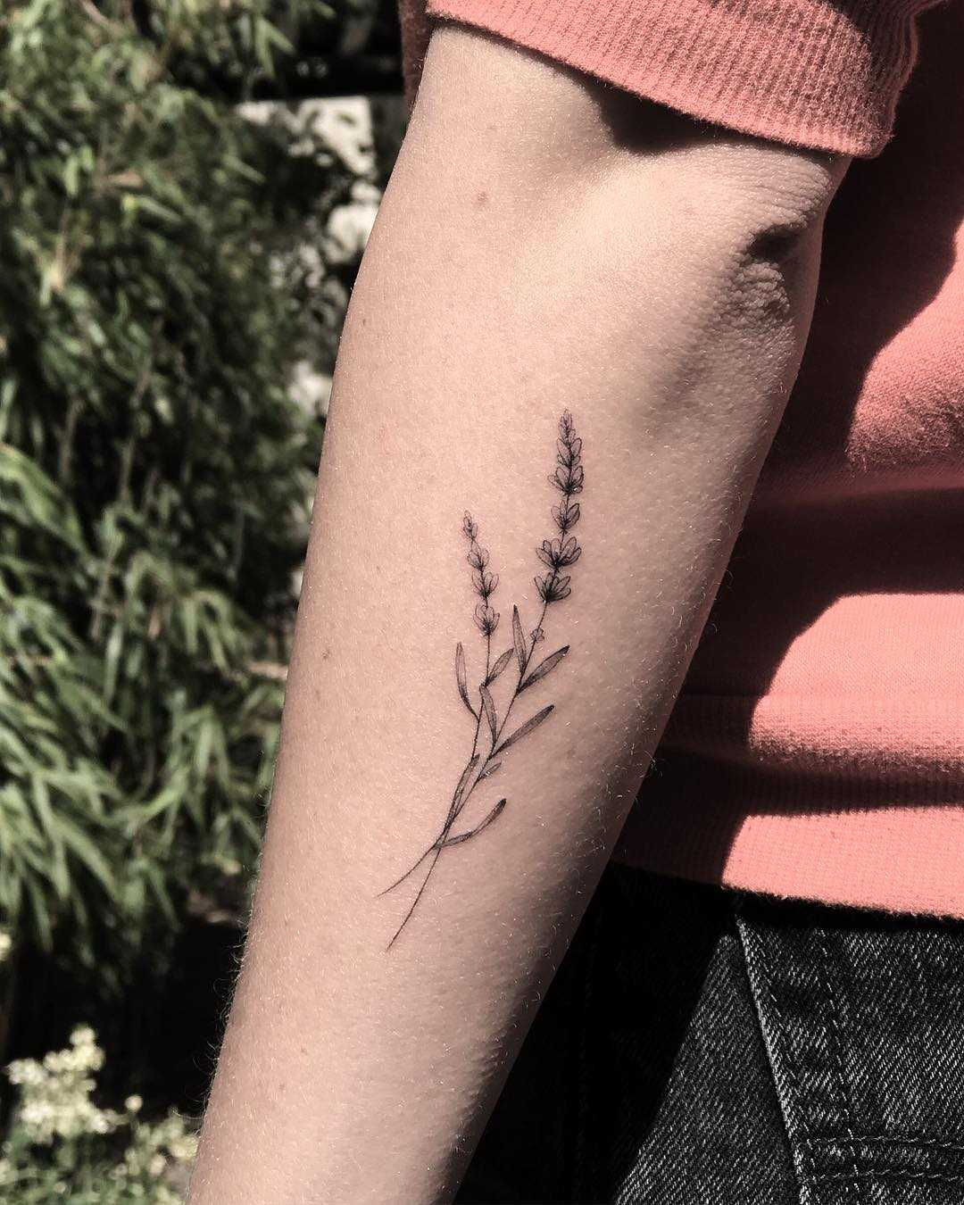 Single needle lavender by tattooist Spence @zz tattoo