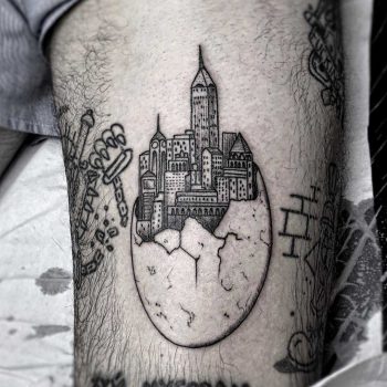 Sky scrapers in eggshell by Hand Job Tattoo