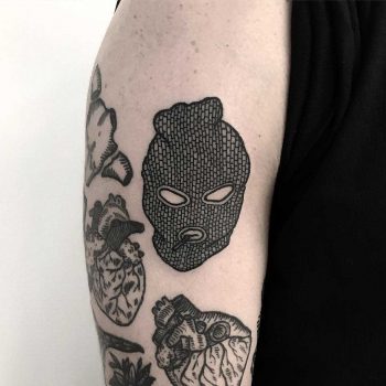 Smoking balaclava tattoo by Deborah Pow