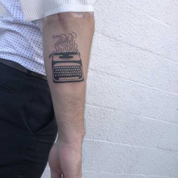 Smoking typewriter tattoo by yeahdope