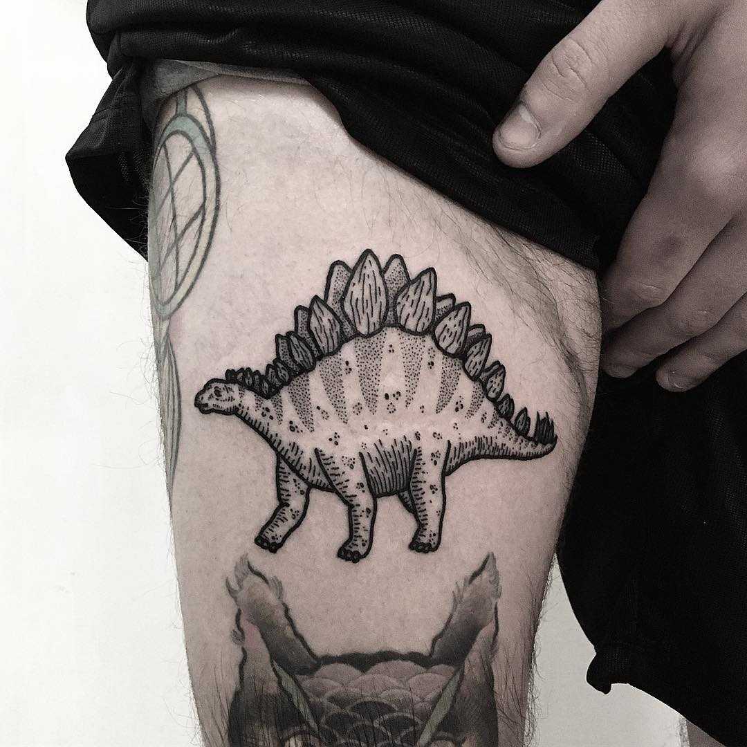 Stegosaurus tattoo by Deborah Pow
